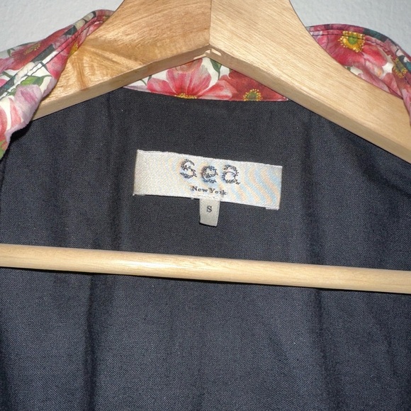 Sea New York Leslie Quilted Jacket Floral Pink Black Size Small Vintage Style - Picture 8 of 12
